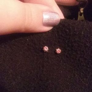 Pink gem stud earrings